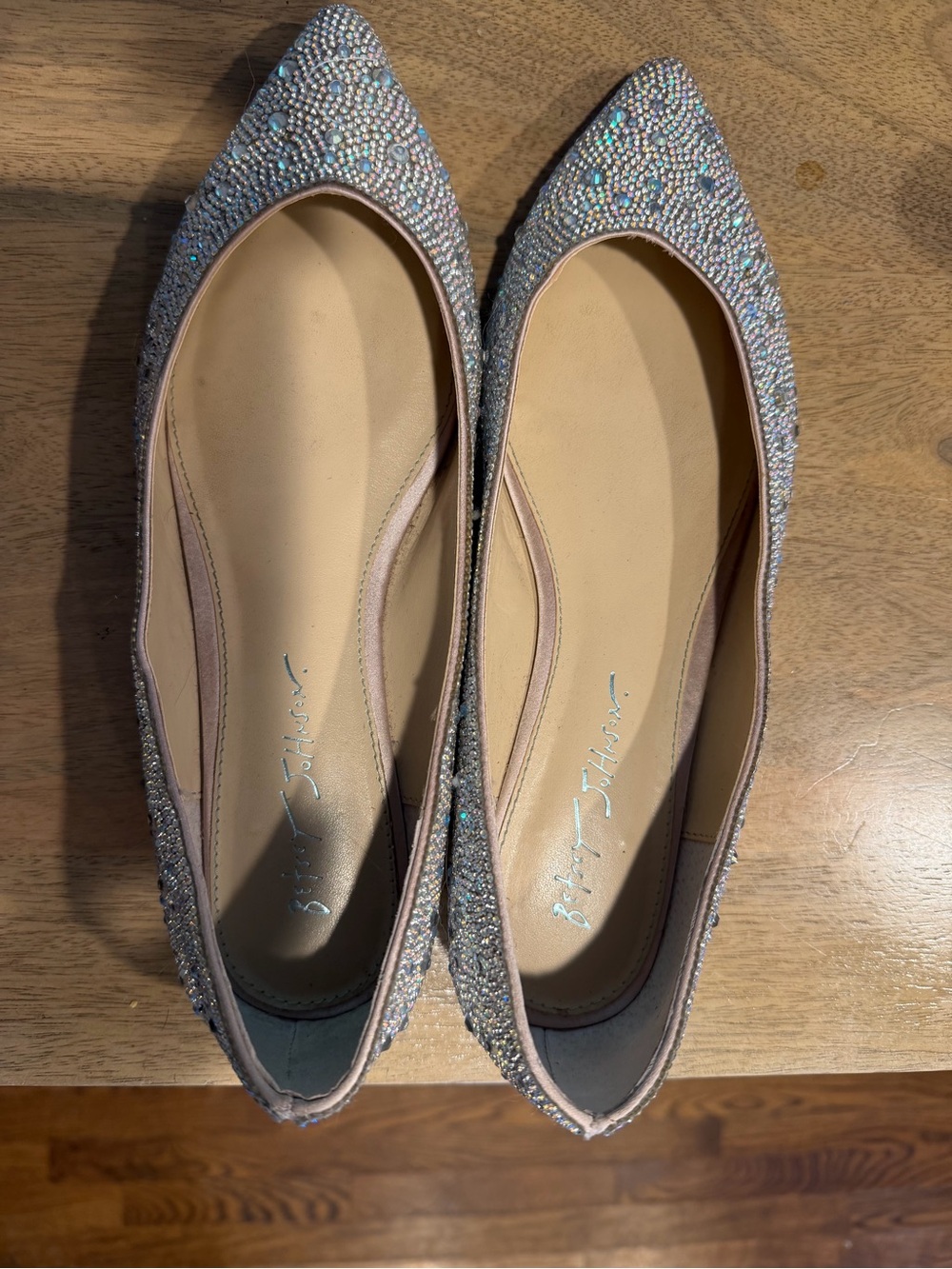Betsey Johnson Crystal Embellished Pointed-Toe Flats